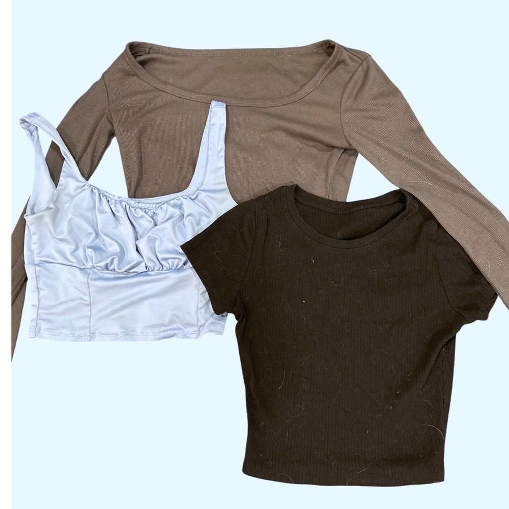 Unbranded small Tops Bundle of 3 Lot Ribbed Long Sleeve Baby tee tank